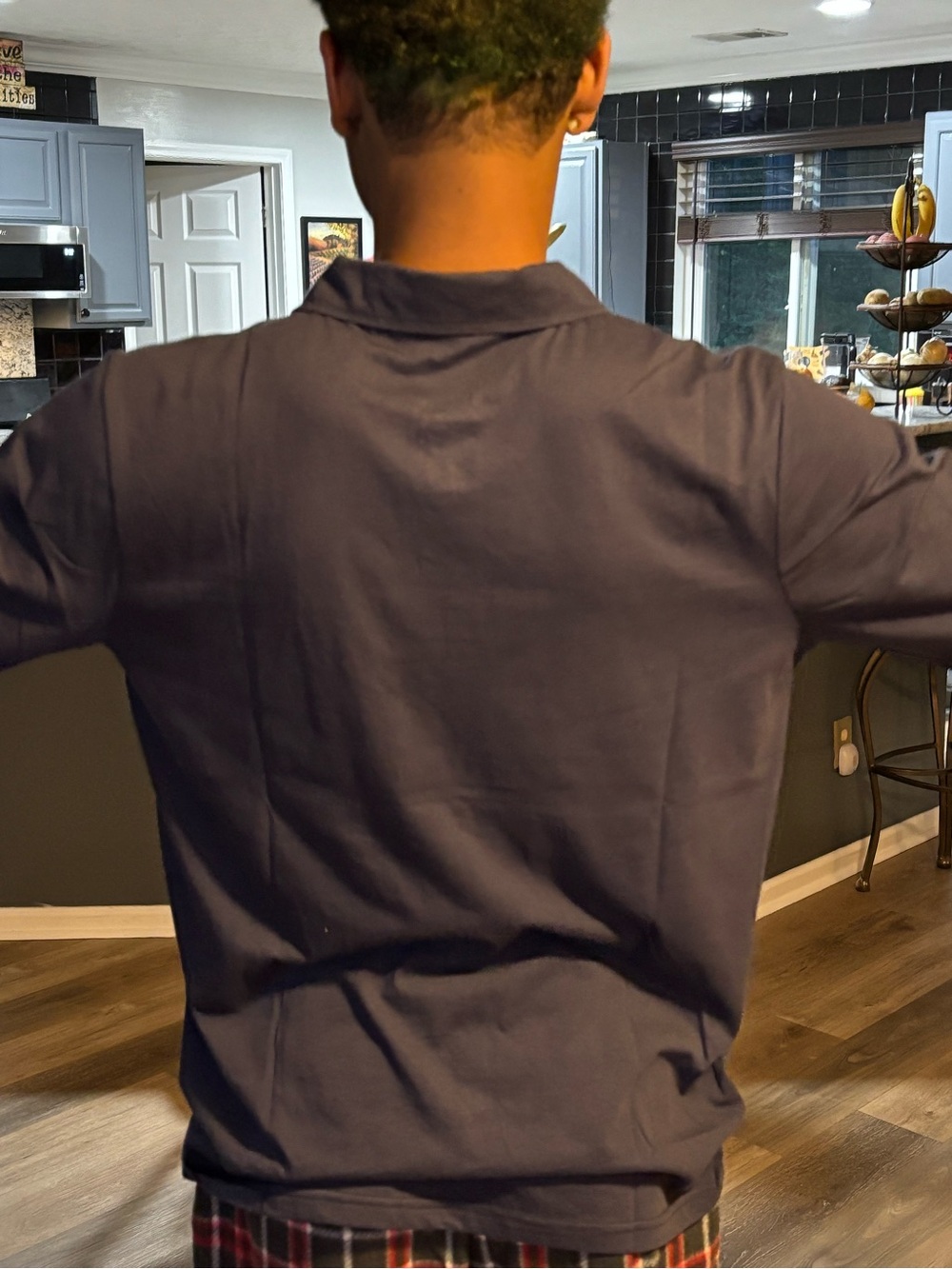 Men's Long-Sleeve Polo Shirt in Navy - Picture 5 of 5